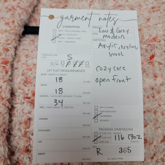 Lou & Grey Pumpkin Spice Cardigan Sweater Cozycore Open Front Size S R365 - Picture 12 of 12